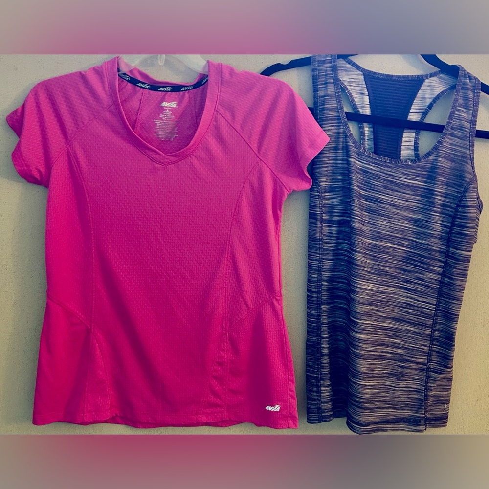 Avia Bright Pink Women's and Danskin Now Fitted Purple Workout Shirts